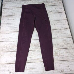 Girlfriend Collective 7/8 Length High Rise Pocket Leggings Merlot Purple Size M